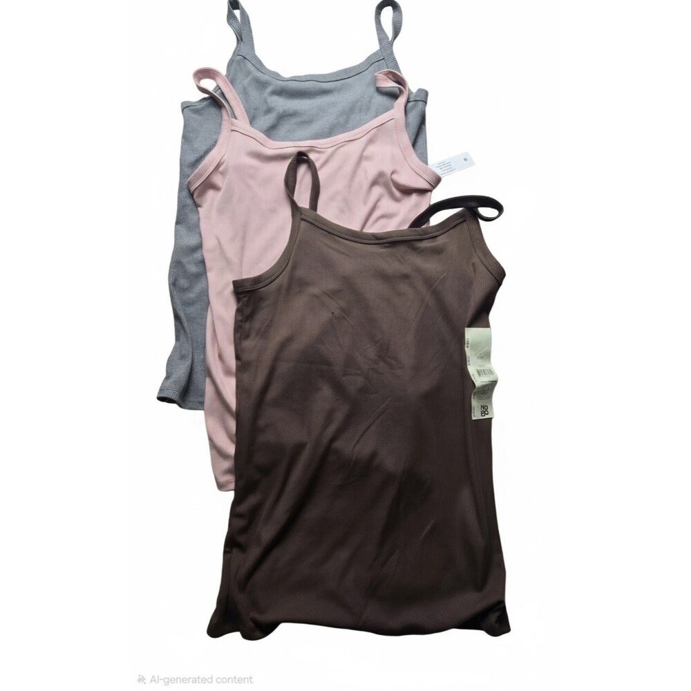 New Lot Of 3 No Boundaries Cami Tank Tops Pink Brown Gray Size M 8-10